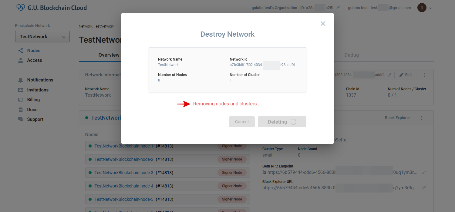 Deleting nodes and clusters